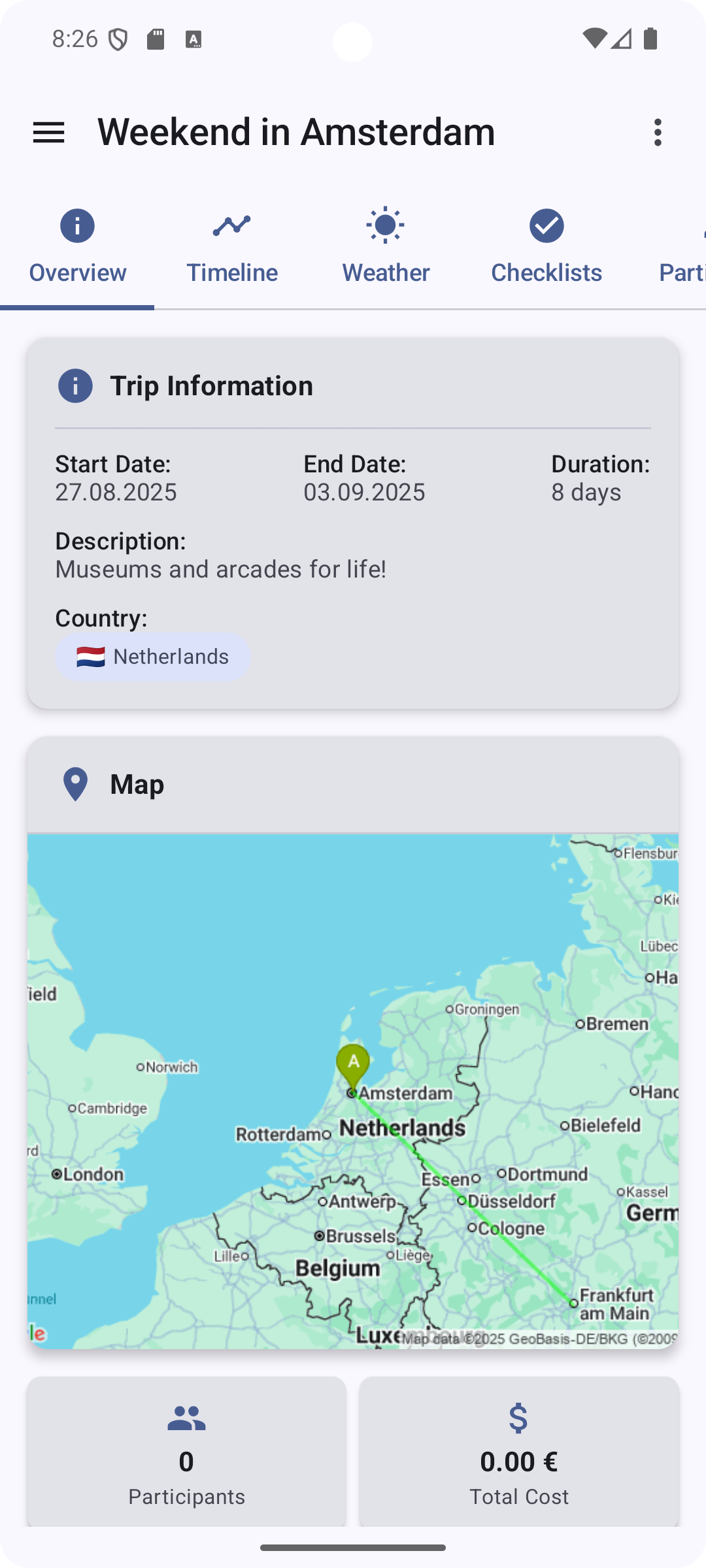 Trabista App Interface